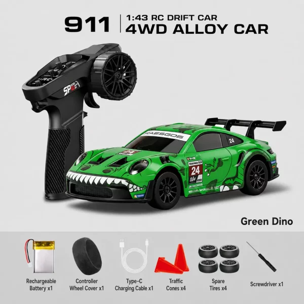 1:43 Scale Nissan GT-R & Porsche 911 4WD Full-Proportional RC Drift Cars