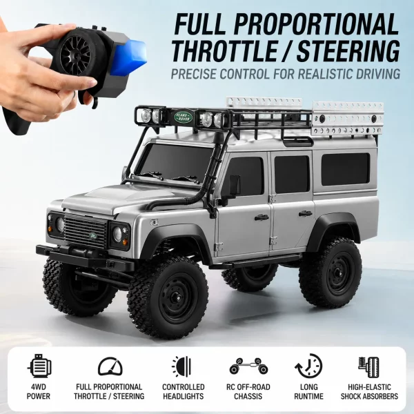 Land Rover Defender 4WD High-Power Full-Proportional RC Rock Crawler Off-Road Model Car