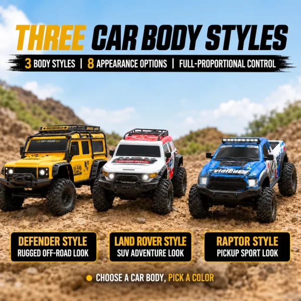 1:10 Scale 4WD RC Off-Road Rock Crawler with Lights – Full-Function Remote Control Toy Truck