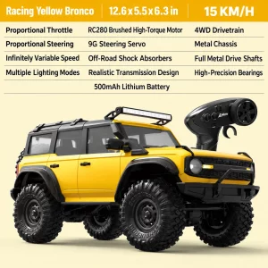 4WD RC Defender/Bronco Off-Road Rock Crawler – Professional RC Car Model Toy for Boys & Adults