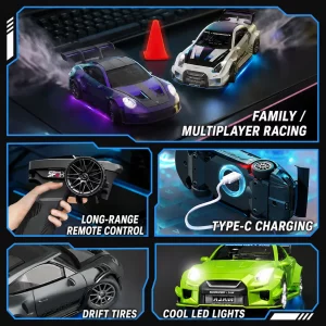 1:43 Scale Nissan GT-R & Porsche 911 4WD Full-Proportional RC Drift Cars