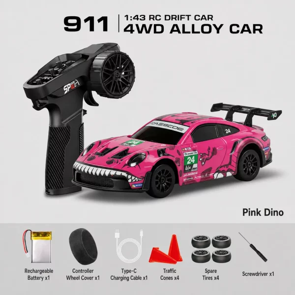 1:43 Scale Nissan GT-R & Porsche 911 4WD Full-Proportional RC Drift Cars