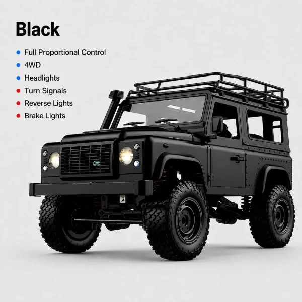 1:12 Land Rover Defender 90 4WD RC Rock Crawler – Full Proportional Off-Road Remote Control SUV with Water-Resistant Design