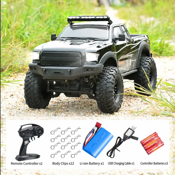 1:10 Scale 4WD RC Off-Road Rock Crawler with Lights – Full-Function Remote Control Toy Truck