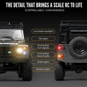 1:12 Land Rover Defender 90 4WD RC Rock Crawler – Full Proportional Off-Road Remote Control SUV with Water-Resistant Design