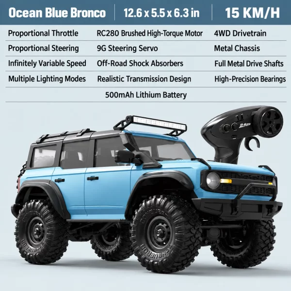 4WD RC Defender/Bronco Off-Road Rock Crawler – Professional RC Car Model Toy for Boys & Adults