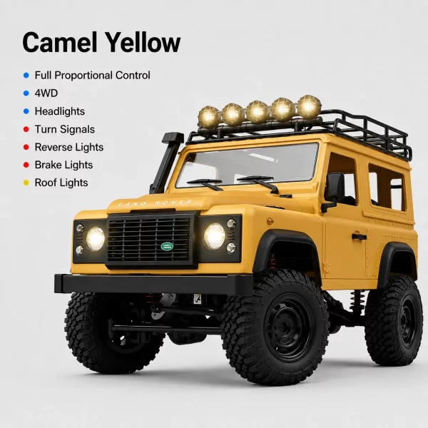 1:12 Land Rover Defender 90 4WD RC Rock Crawler – Full Proportional Off-Road Remote Control SUV with Water-Resistant Design
