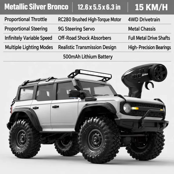 4WD RC Defender/Bronco Off-Road Rock Crawler – Professional RC Car Model Toy for Boys & Adults