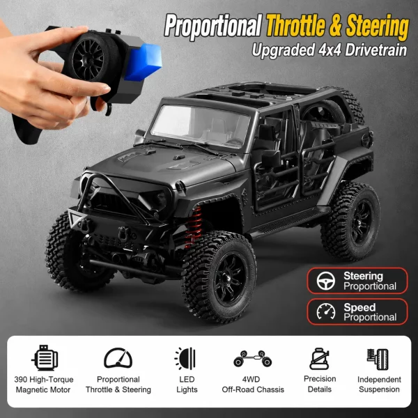 MN128 Jeep Wrangler 1:12 4WD Proportional RC Crawler