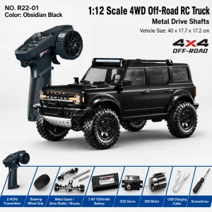 1:12 Ford Bronco Raptor 4-Door Full Proportional 4WD RC Crawler