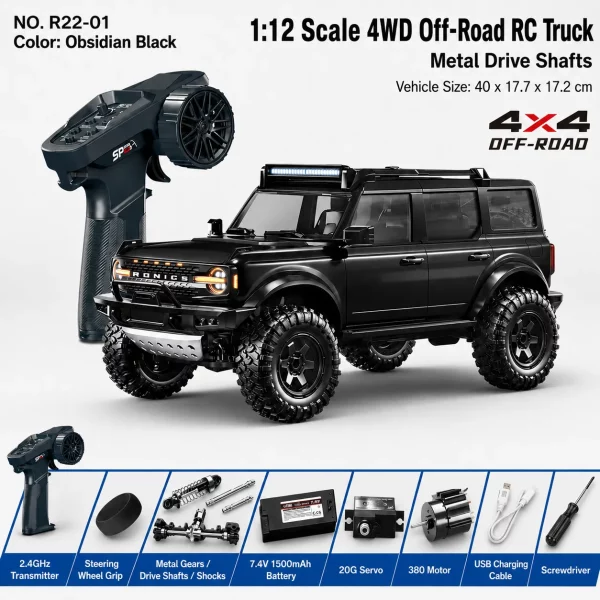 1:12 Ford Bronco Raptor 4-Door Full Proportional 4WD RC Crawler