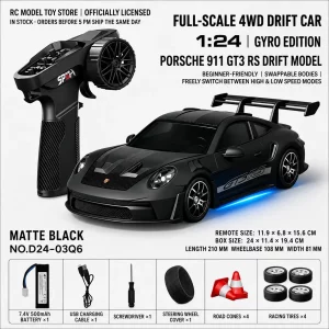 Toyota GR Supra&Dodge Challenger&Porsche 911 GT3 RS&Subaru WRX STI&Toyota AE86 Trueno 1:24 Scale 4WD RC Drift Car – Full Proportional Mini Drift Racing Car with Adjustable Speed