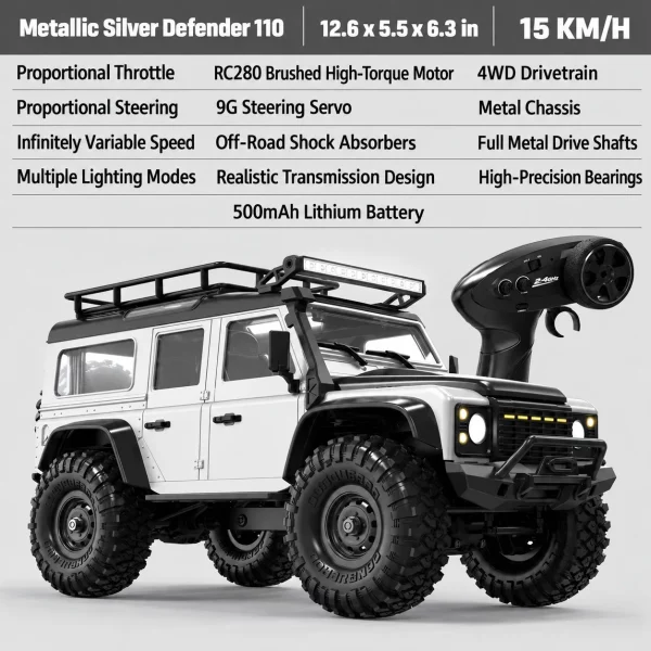 4WD RC Defender/Bronco Off-Road Rock Crawler – Professional RC Car Model Toy for Boys & Adults