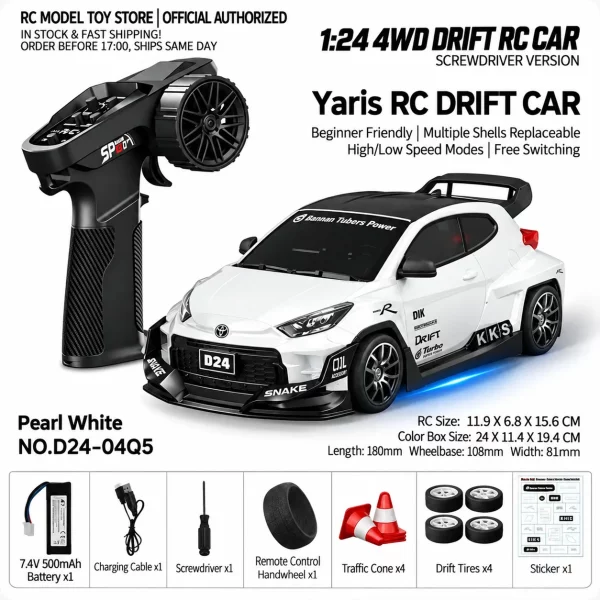 Toyota GR Supra&Dodge Challenger&Porsche 911 GT3 RS&Subaru WRX STI&Toyota AE86 Trueno 1:24 Scale 4WD RC Drift Car – Full Proportional Mini Drift Racing Car with Adjustable Speed