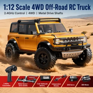 1:12 Ford Bronco Raptor 4-Door Full Proportional 4WD RC Crawler