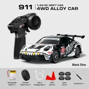 1:43 Scale Nissan GT-R & Porsche 911 4WD Full-Proportional RC Drift Cars
