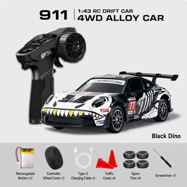 1:43 Scale Nissan GT-R & Porsche 911 4WD Full-Proportional RC Drift Cars