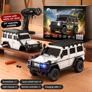 Professional 1:43 Scale 4WD Full-Proportional RC Rock Crawler – Mini Desktop Electric Off-Road Remote Control Car Toy for Boys