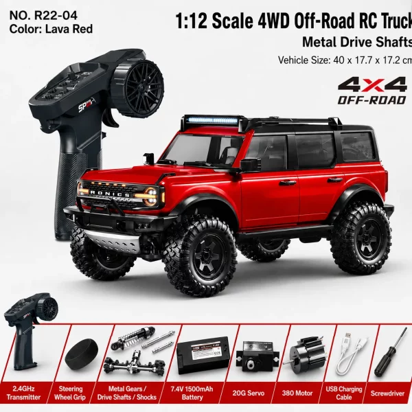 1:12 Ford Bronco Raptor 4-Door Full Proportional 4WD RC Crawler