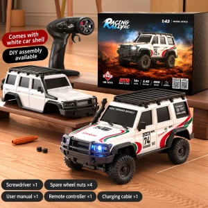 Professional 1:43 Scale 4WD Full-Proportional RC Rock Crawler – Mini Desktop Electric Off-Road Remote Control Car Toy for Boys