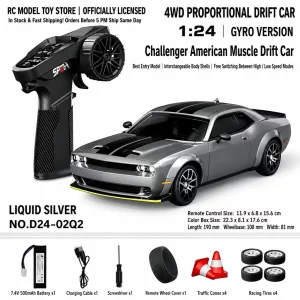 Toyota GR Supra&Dodge Challenger&Porsche 911 GT3 RS&Subaru WRX STI&Toyota AE86 Trueno 1:24 Scale 4WD RC Drift Car – Full Proportional Mini Drift Racing Car with Adjustable Speed