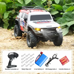 1:10 Scale 4WD RC Off-Road Rock Crawler with Lights – Full-Function Remote Control Toy Truck