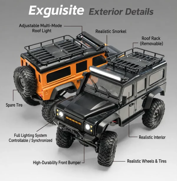 4WD RC Defender/Bronco Off-Road Rock Crawler – Professional RC Car Model Toy for Boys & Adults