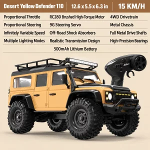 4WD RC Defender/Bronco Off-Road Rock Crawler – Professional RC Car Model Toy for Boys & Adults