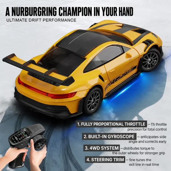 1:43 Scale Nissan GT-R & Porsche 911 4WD Full-Proportional RC Drift Cars
